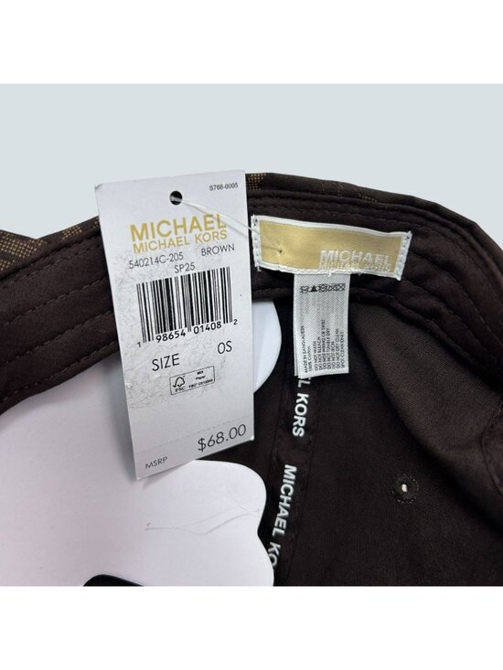 Michael Kors Brown Monogram Adjustable Baseball Cap With Gold-Tone Hardware